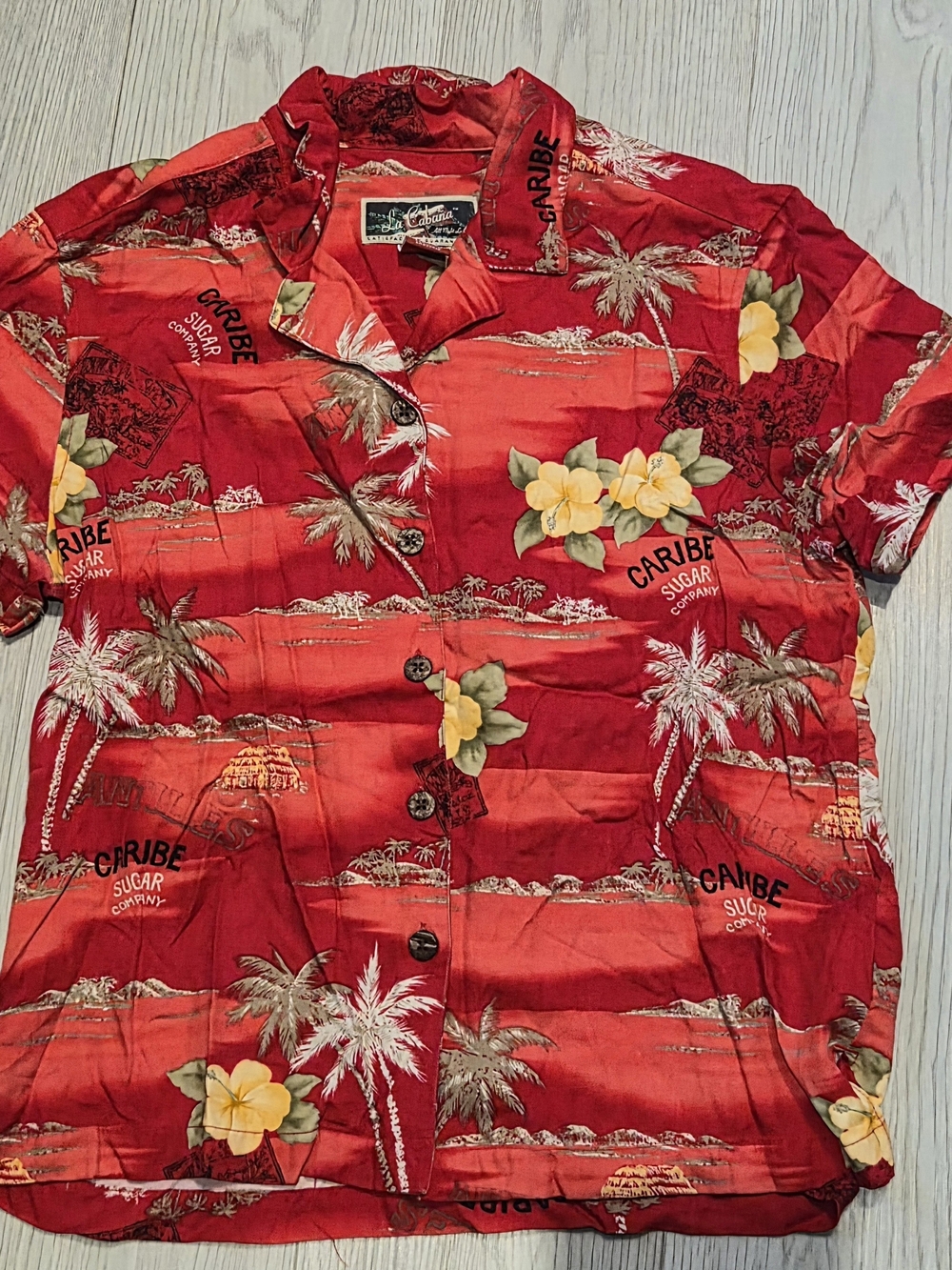 Caribe Red Tropical Button-Down Shirt